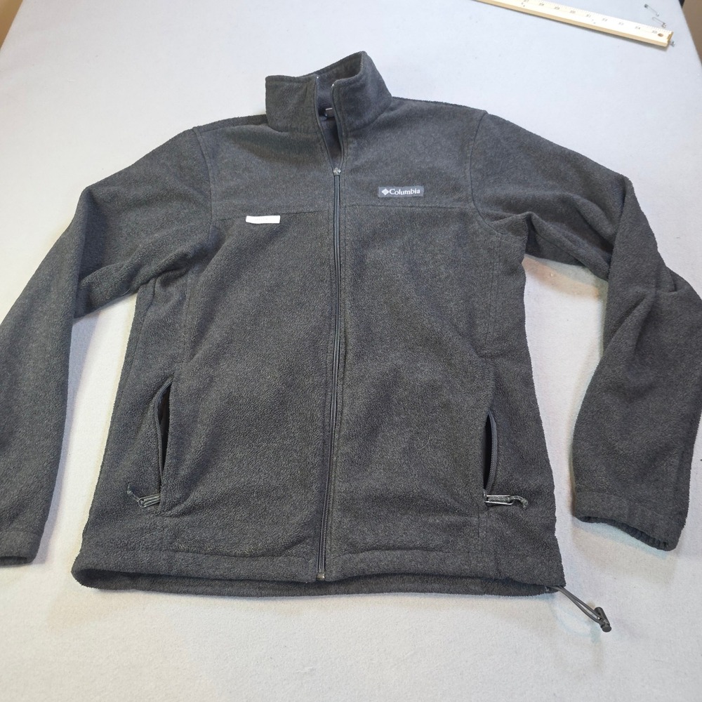 Columbia Fleece Jacket Mens Small Gray Full Zip Outdoor Hiking Sweater